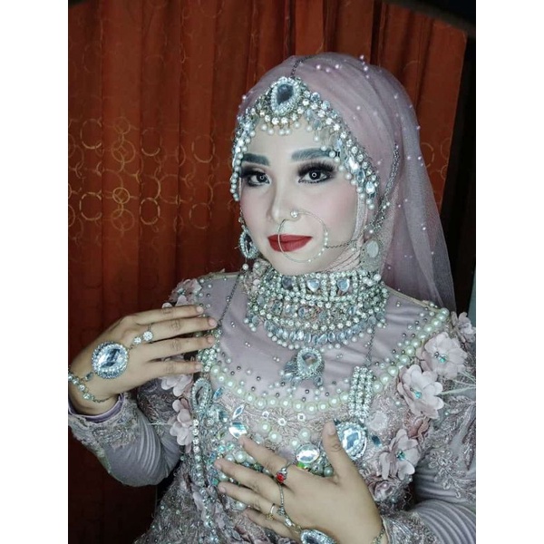 hiasan kalung  set perhiasan  India/ bridal/ mewah murah lengkap