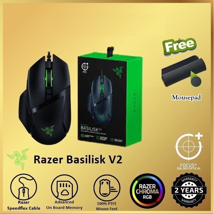 Razer Basilisk V2 Ergonomic Wired Gaming Mouse Cable Kabel Mouse Game