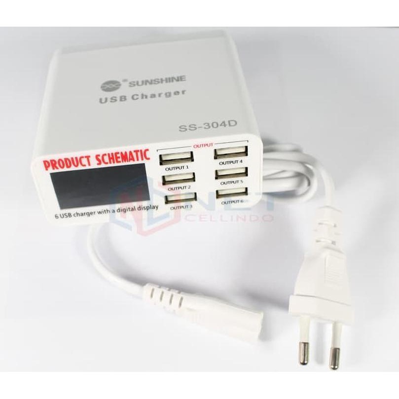 Promo ADAPTER CHARGER SUNSHINE SS-304D / ADAPTOR CHARGER SS-304D 6 PORT Berkualitas
