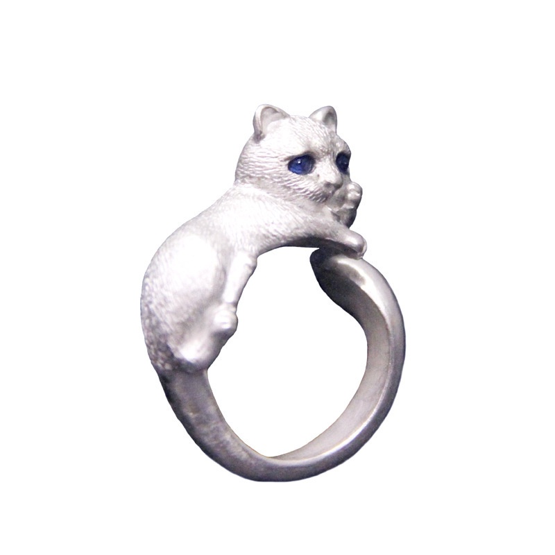 Cincin Pasangan Desain Kucing | Cincin Model Terbuka Desain Telinga Kucing / Anjing Untuk Wanita | Cincin Adjustable Bahan Alloy Gaya Jepang / Korea Untuk Wanita