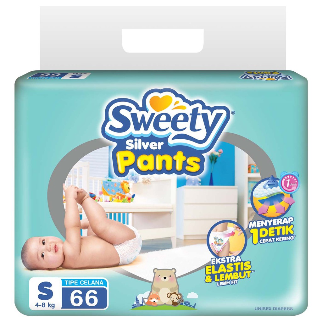 Sweety Silver Pants S 66 Diapers 4 - 8Kg Popok S66 Celana Bayi Pampers s66