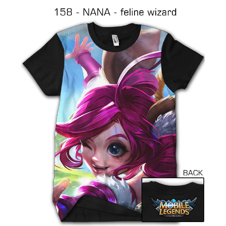 BAJU KAOS PRIA COSTUM PRINTING TSHIRT 3D GAME MOBILE LEGEND SKIN NANA FELINE WIZARD - 158