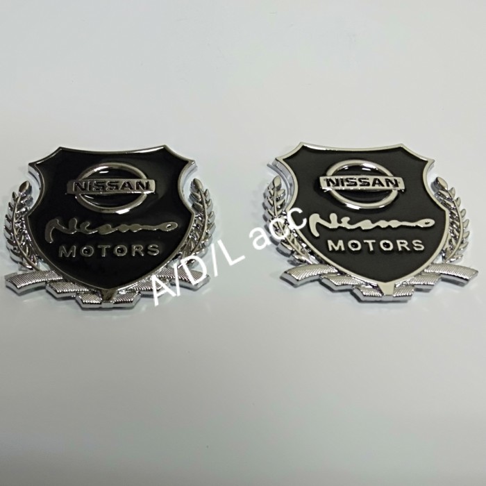 emblem stiker lambang MOBIL logo nissan silver plat besi keras tempel