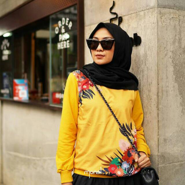 Floral print honey / kaos monel / monel / atasan monel / monel top
