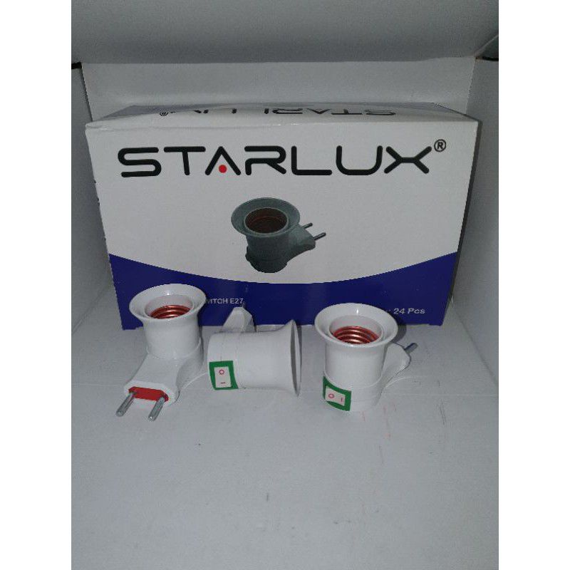 Fitting colok Merk Starlux fitting lampu tidur fitting lampu E27 Dengan Saklar On Off 6511