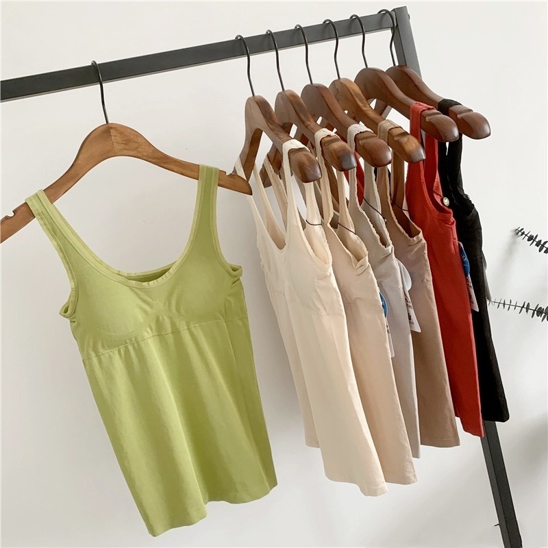 Tank top Wanita Kaos Dalam Wanita Dengan Cup Bra Atasan Bahan Rajut-1