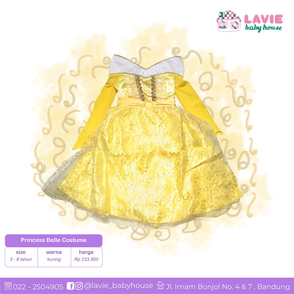 Princess Belle Costume usia 3-8 tahun