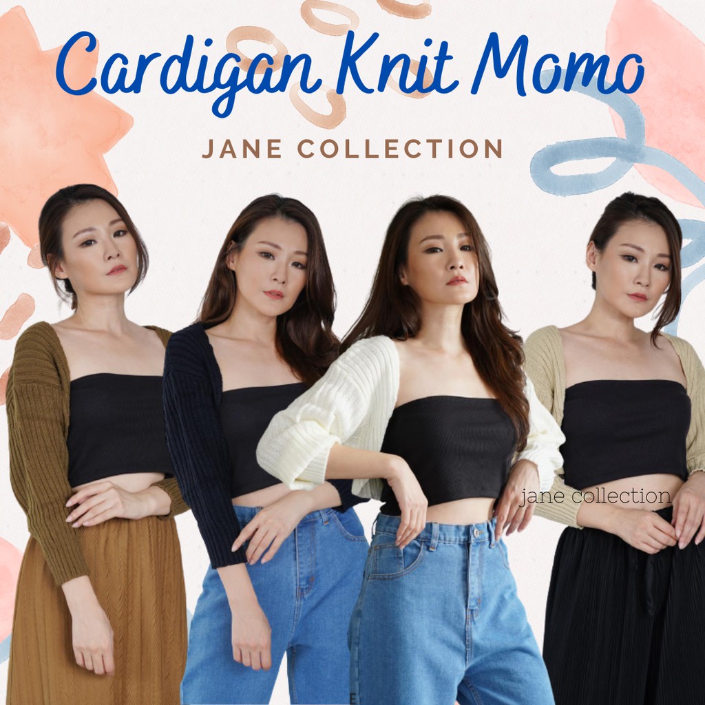 JANE COLLECTION || Outerwear Korea Atasan Wanita Bolero Oversize Crop Top Cardigan Jumbo Outer Knit Cardy Bigsize - Cardigan Knit Momo