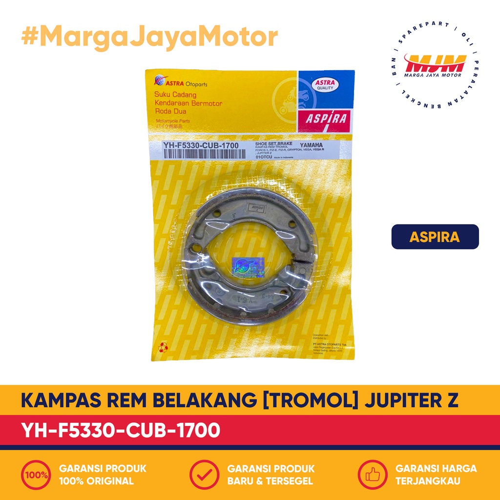 Kampas Rem Belakang Tromol Jupiter Crypton Vega F1ZR Force 1 Aspira