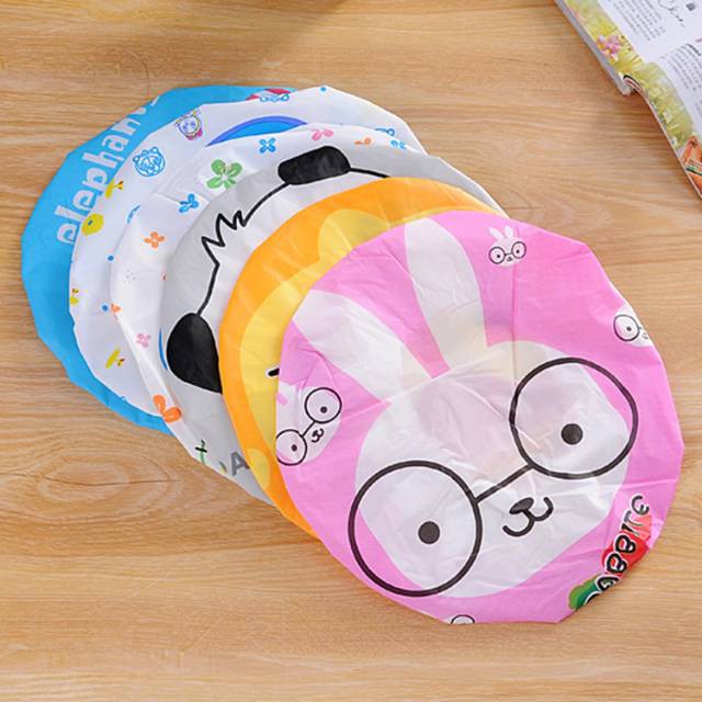 Shower Cap Karakter Plastik Penutup Waterproof / Tutup Kepala Mandi Motif Kartun / TS-92