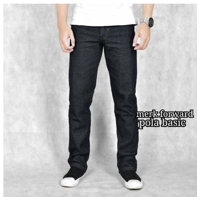 Celana jeans pria basic pola reguler original forward