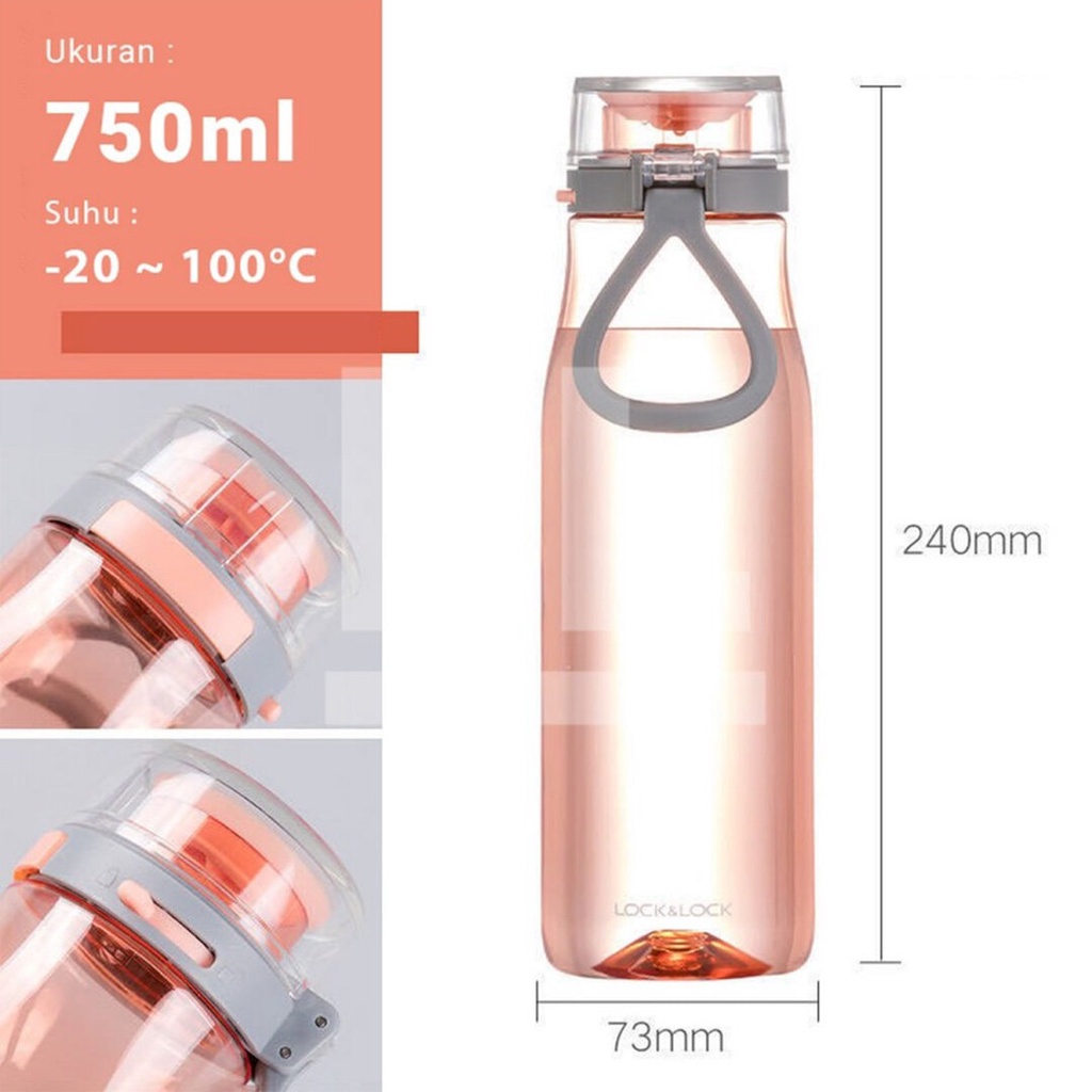 Botol Minum Tritan Lock n Lock 750ml One Touch Sport Bottle 750ML - ABF685 Botol Minum Tritan LocknLock