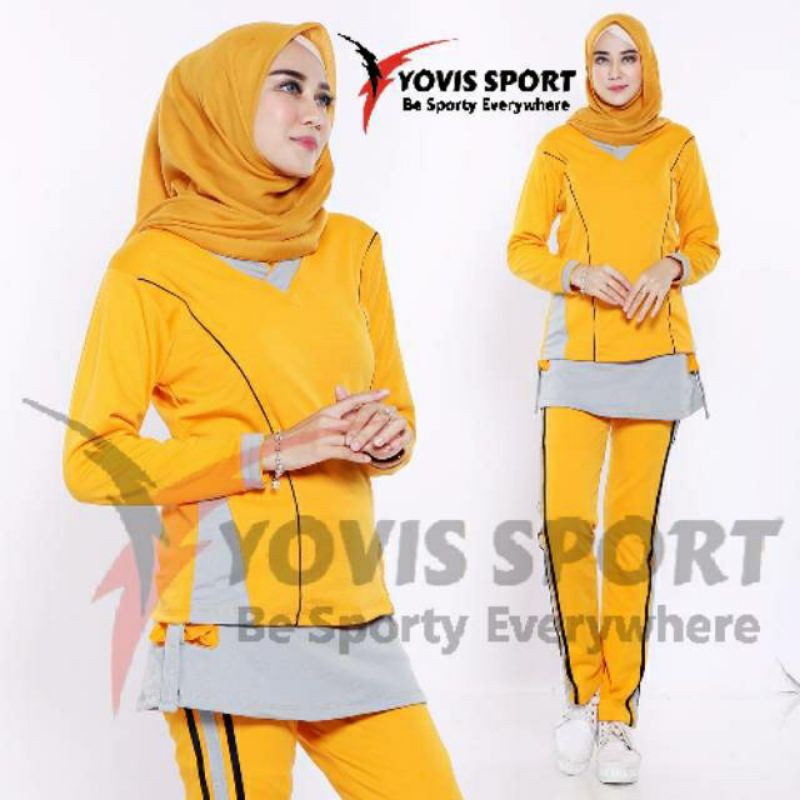 Setelan Olahraga Wanita Celana Rok Panjang Wanita Muslinmah Setelan Senam Wanita Muslimah Yovis Spor