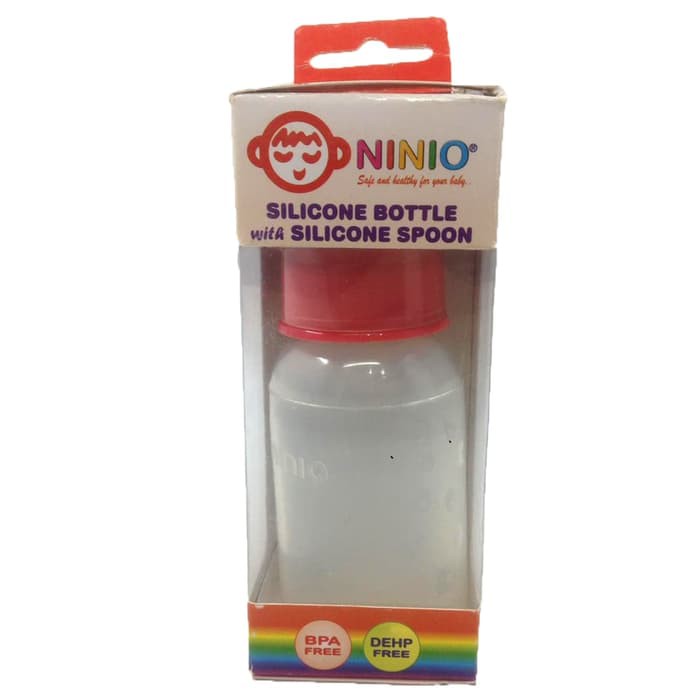 NINIO BOTOL SILIKON DAN SENDOK SILIKON 120ML