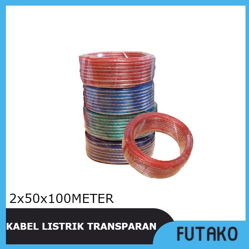 FUTAKO KABEL LISTRIK TRANSPARAN KABEL SERABUT PER ROL 2x50x100Meter FULL