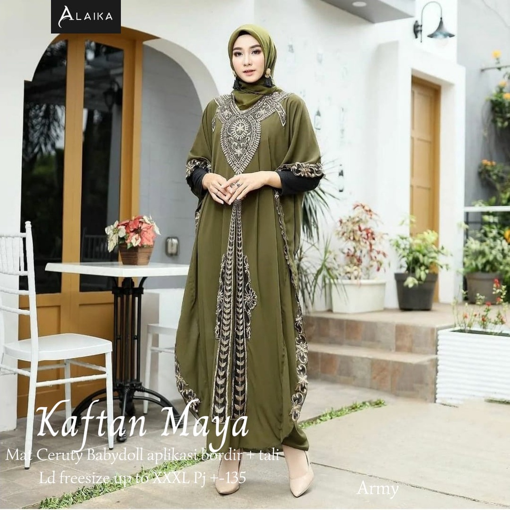 KAFTAN MAYA PREMIUM ORIGINAL BY ALAIKA / KAFTAN CERUTY BABYDOLL TERBARU / BUSANA MUSLIM KEKINIAN / G