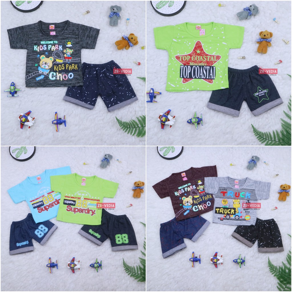 Setelan Devano uk Bayi-3 Tahun / Export Class Set Bayi Anak Laki New Born Celana Bahan Kaos Adem