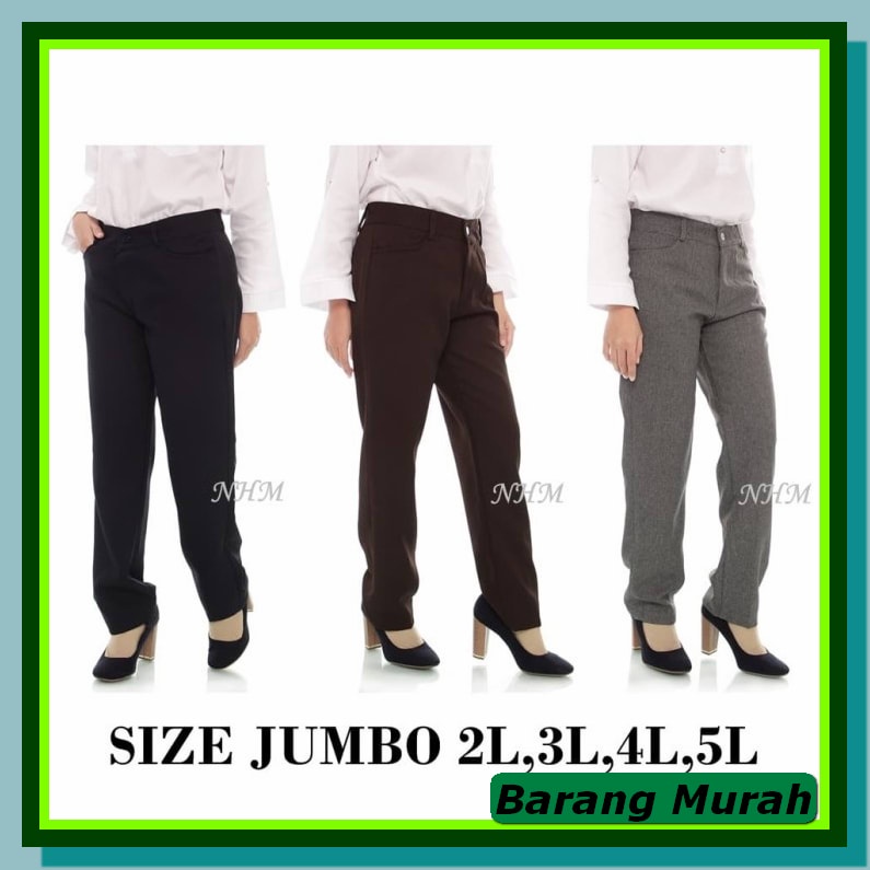 Celana Bahan Kotak White / Celana Wanita / Celana Bahan Kotak Wan AC515  Kerja Wanita Jumbo( Model H