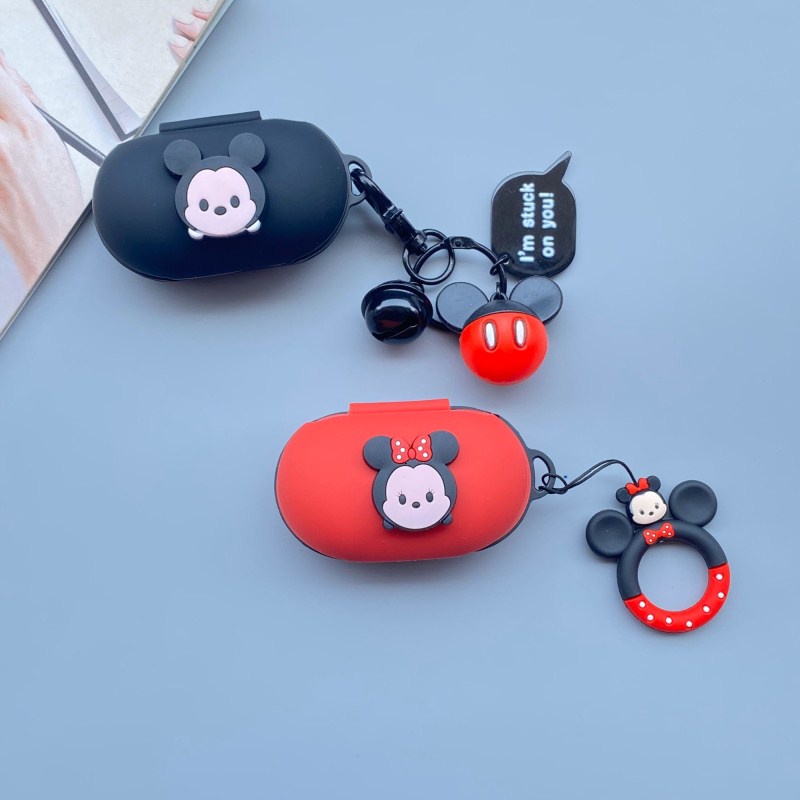 Casing Soft Case Silikon Motif Kartun Minnie / Mickey Mouse + Gantungan Kunci Untuk Samsung Galaxy buds / buds Plus