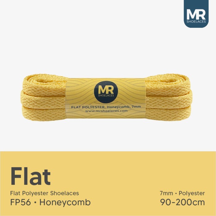 MR Shoelaces FP56 Kuning Madu (Honeycomb) Tali Sepatu Pipih Flat 7mm 90cm 100cm 120cm 130cm 140cm 150cm 180cm 200cm