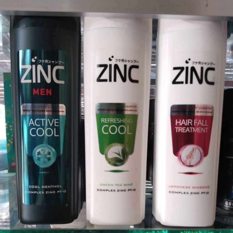 Jual Shampoo Zinc hair fall anti Rontok, Zinc Men active cool anti dandruff, Zinc Refreshing