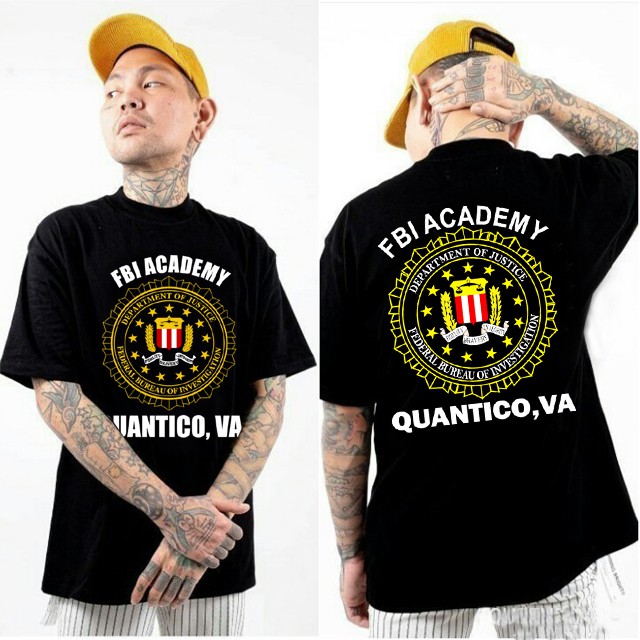 Kaos FBI ACADEMY QUANTICO VA Tshirt Casual Unisex T-SHIRT Bahan Katun