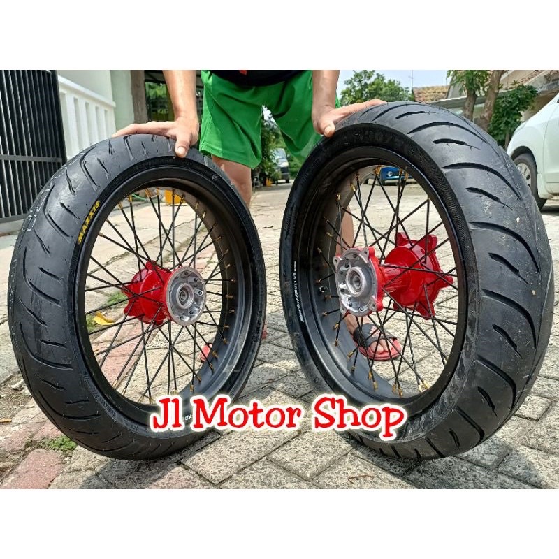 Paket Velg Supermoto Warna Klx 150 Klx150 DTracker 150 CRF 150 L Plus Ban Maxxis Tromol KLX CRF  Fre