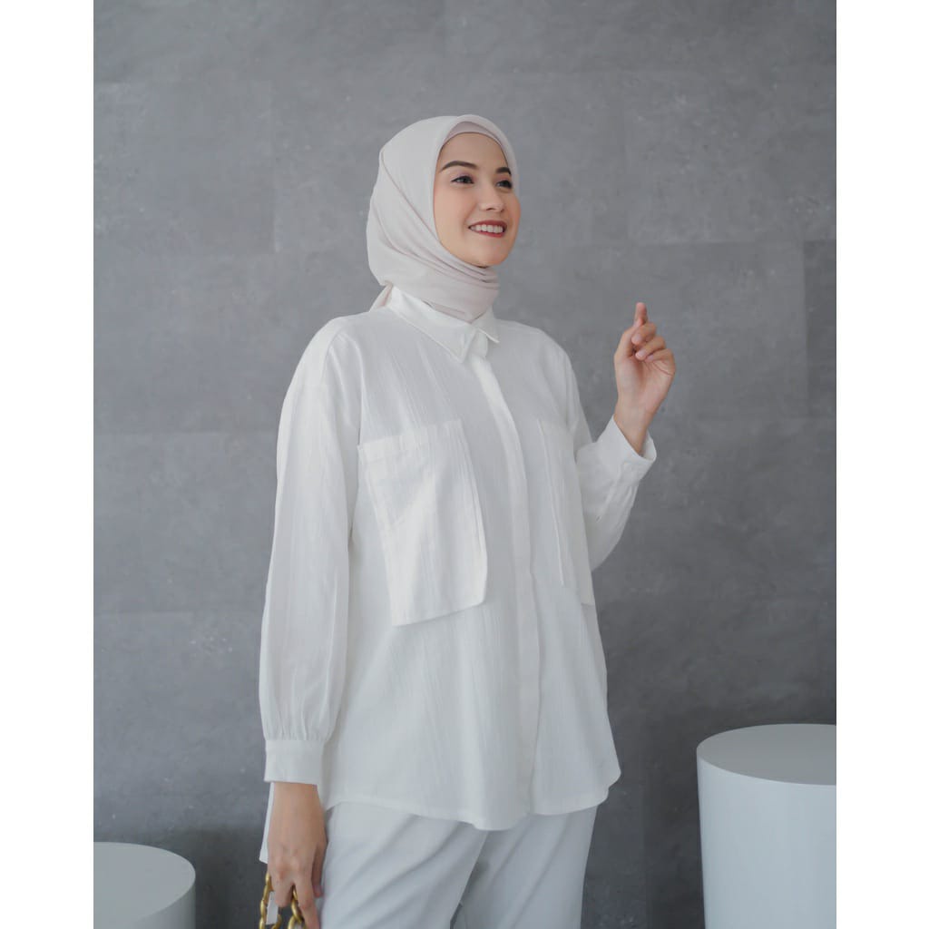 Kemeja Linen Oversized - Kemeja Linen Cringkle - Kalina Cringkle Shirt