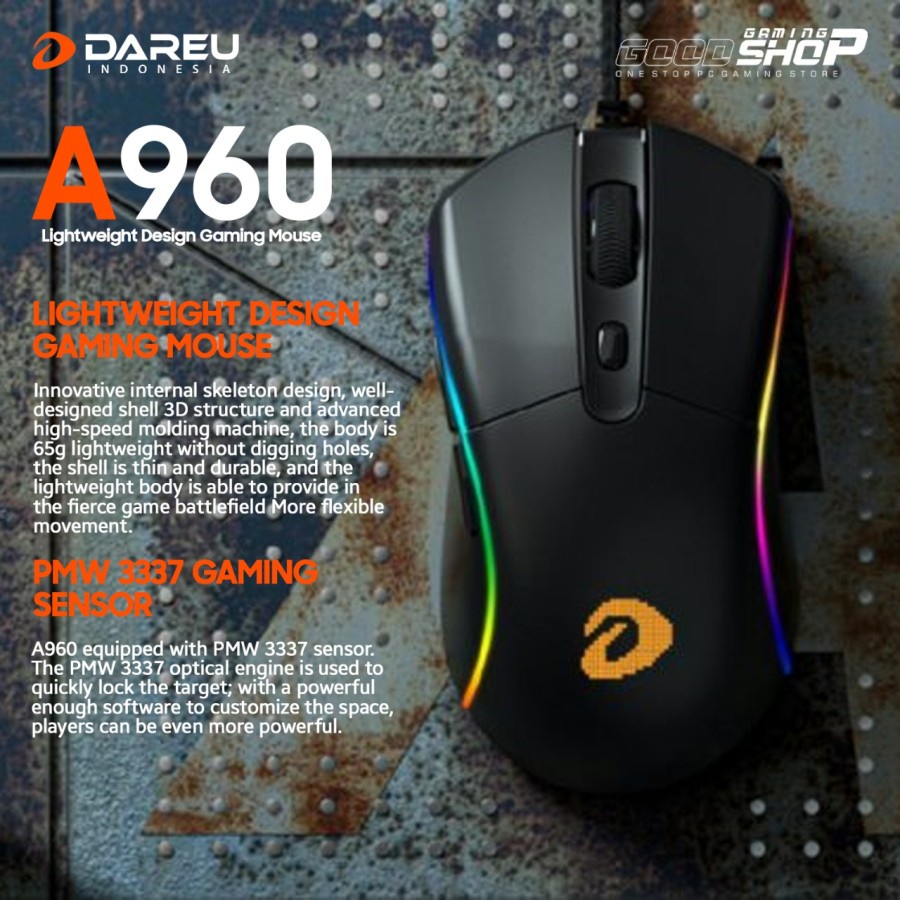 DAREU A960 ALPHA Gaming Mouse Lightweight 65 gr - Gaming Mouse