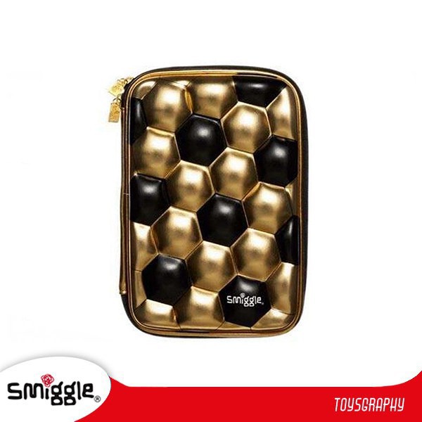 

Smiggle Pencil Case Hardtop SOCCERBALL Gold Black DB