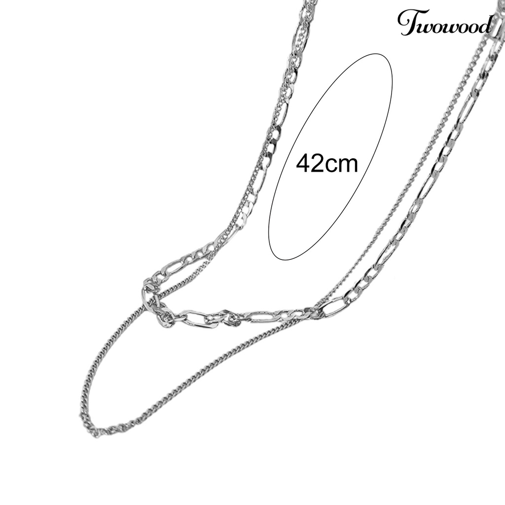 Twowood Double-Layered Clavicle Necklace Simple Alloy Solid Color Women Necklace Jewelry Accessory