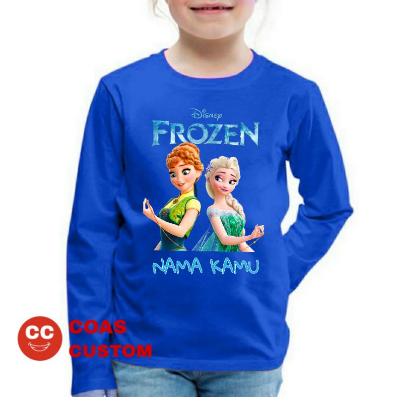 BAJU KAOS ANAK FROZEN ELSA DAN ANNA FREE CETAK NAMA