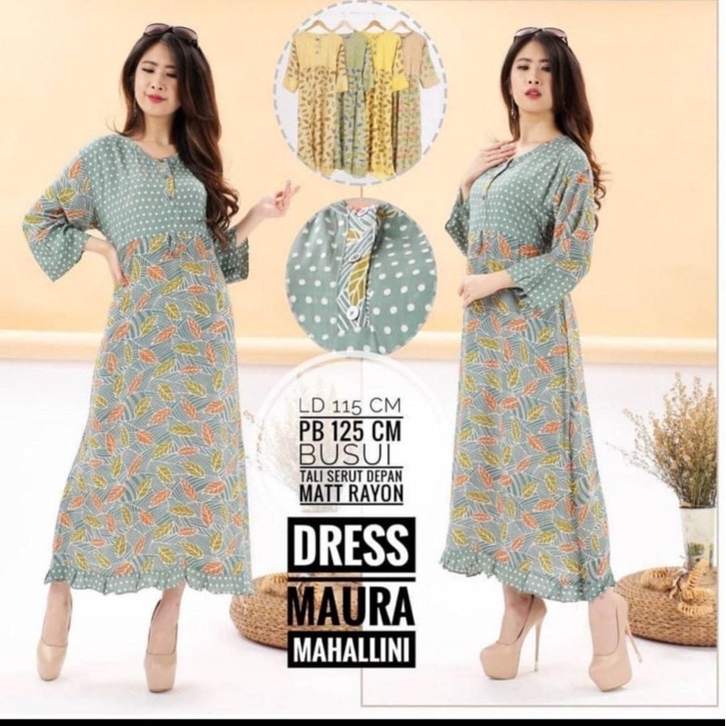 LONGDRES MAURA MAHALNI  KANCING DEPAN BUSUI BUMIL MURAH ADEM