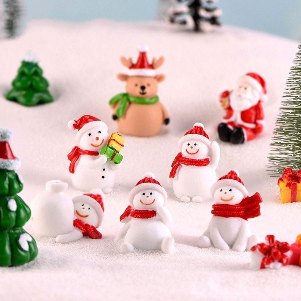 [Elegan] Miniatur Natal Santa Claus Snowman Terrarium Angka Patung Dekorasi Taman Peri