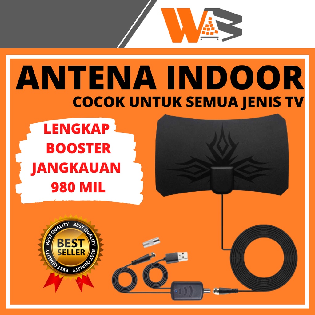 COD Antena TV Digital Indoor With Signal Booster Dalam Ruangan Rumah Portable Antenna Penguat Sinyal TV Dengan Booster Amplifier D07