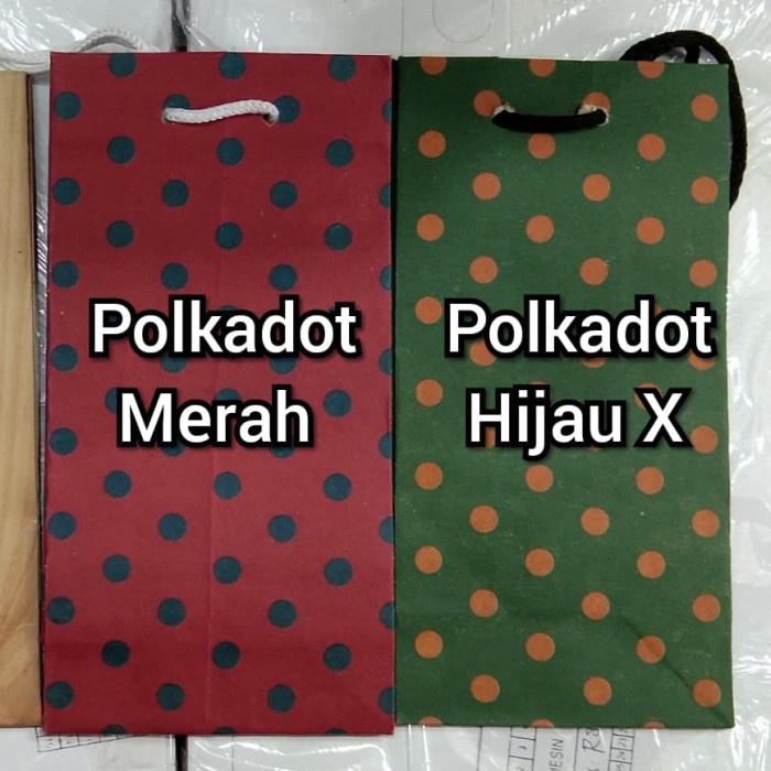 

SALE Paper Bag / Tas Kertas Kecil 11x7x22 Snack Botol - Polkadot Merah
