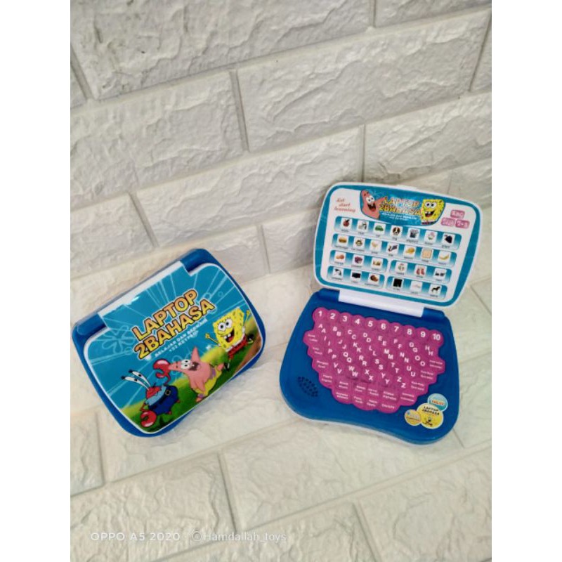 1MAINAN ANAK MINI LAPTOP 2 BAHASA KARAKTER HELLO KITTY POWERANGER FROZEN DAN BARBIE-7