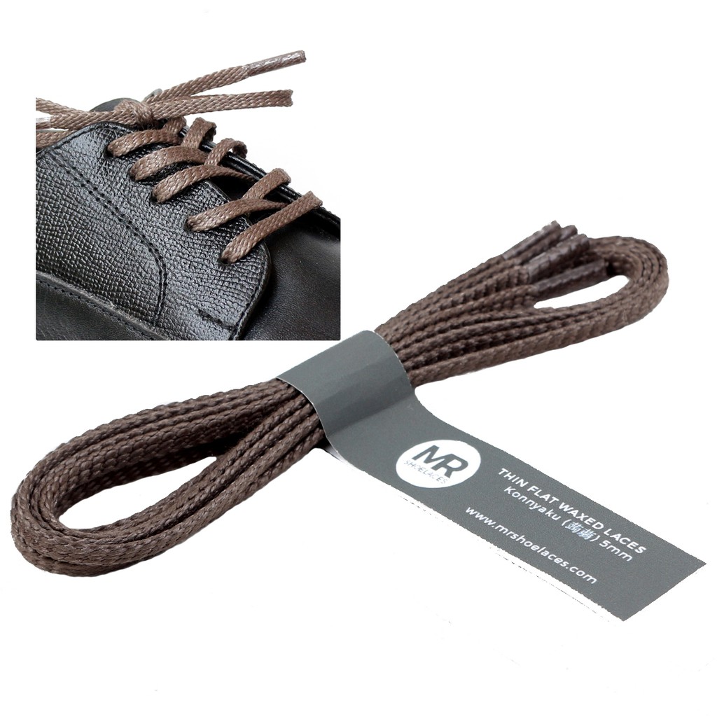 MR Shoelaces TH09 Konnyaku (Abu Tua) Tali Sepatu Lilin Gepeng Thin 3-4mm (Waxed Laces) 50cm 80cm 120cm 150cm Gray