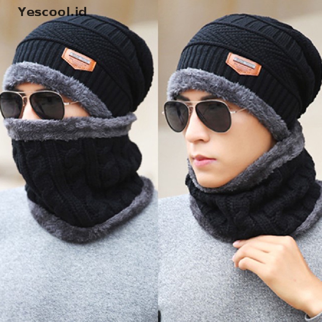 【Yescool】 Winter Hats For Men Skullies Beanie Hat Winter Cap Men Women Wool Scarf Caps .