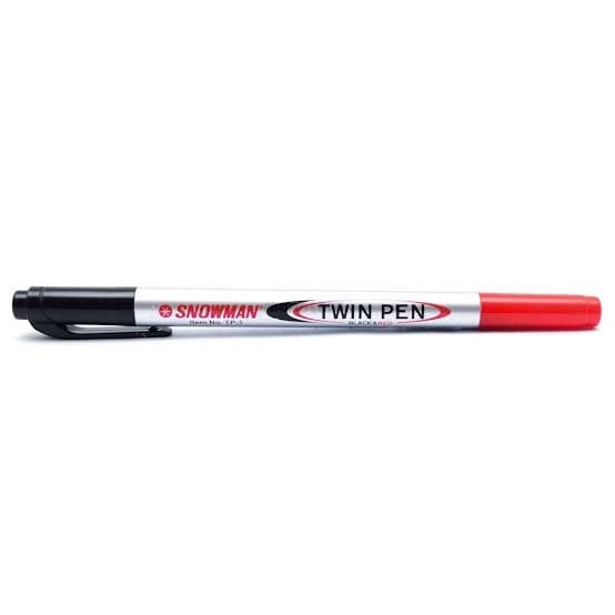 

spidol snowman kecil hitam merah twin pen black red 2in1