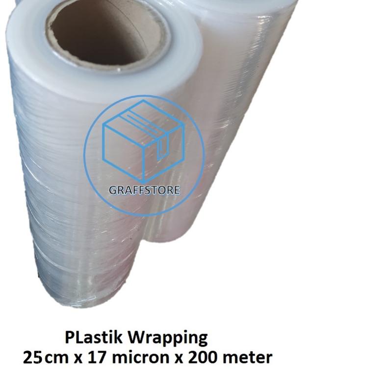 

Plastik Wrapping 25 cm x 17 Micron x 200 meter / Stretch Film Tebal transparan plastik wrap original