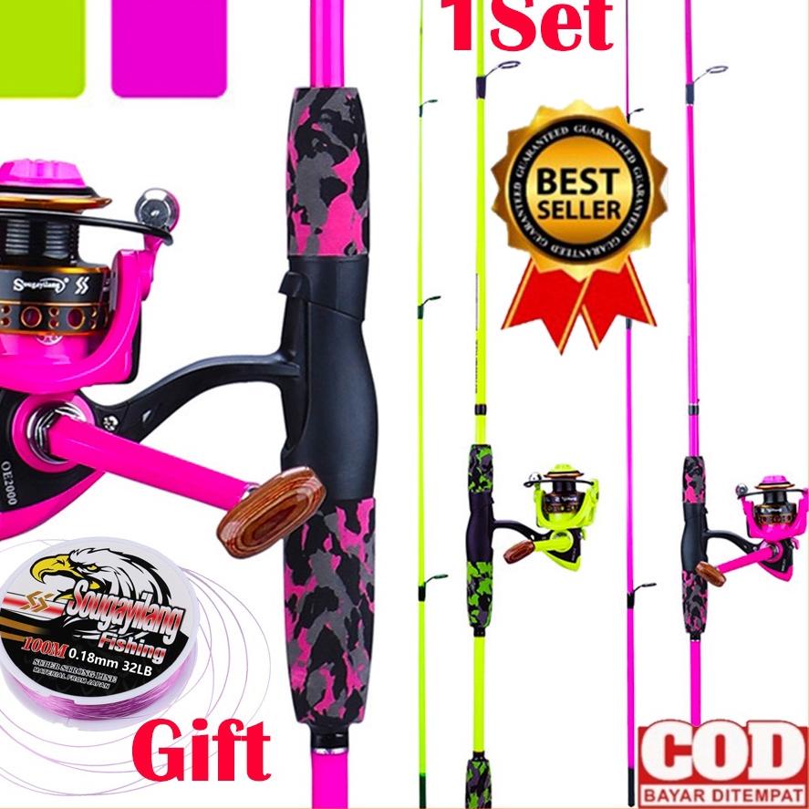 ✪BIG ⚡ALE✪YUDO Pancing Set 1.2m 1.8m 2 Pieces  Carbon Joran Pancing And 12BB Rasio Gigi 5.2: 1 Reel 