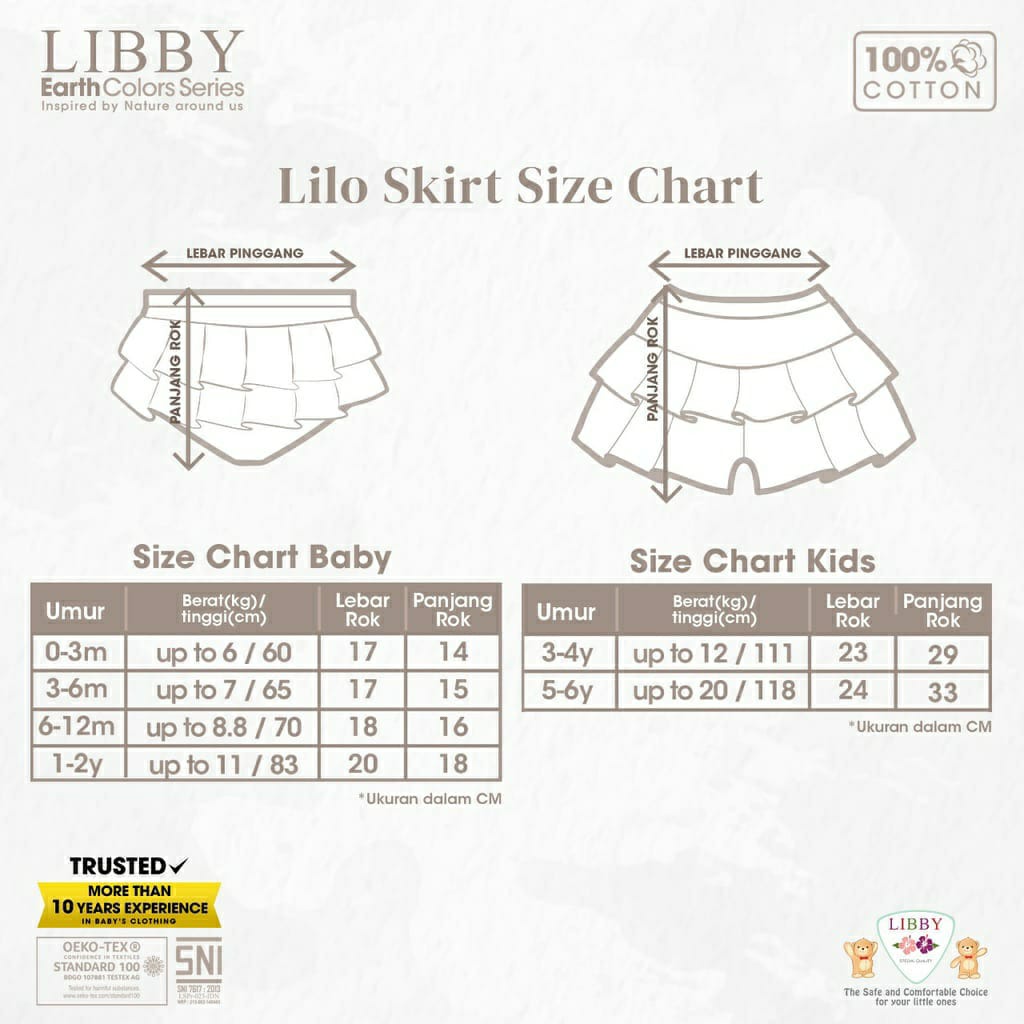 Libby Lilo skirt 1 pcs umur 0 sd 6 tahun