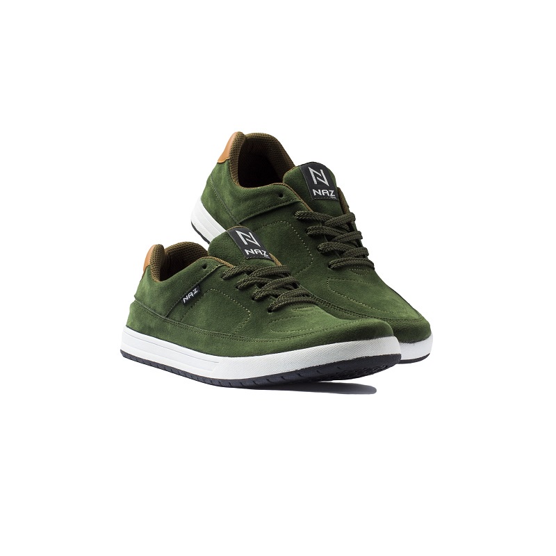 HARISSON - NAZREAL FOOTWEAR x banfash_store | Sepatu Sneaker Pria NAZ Hitam Original AZL 005 (Free Kaos Kaki)-Hijau