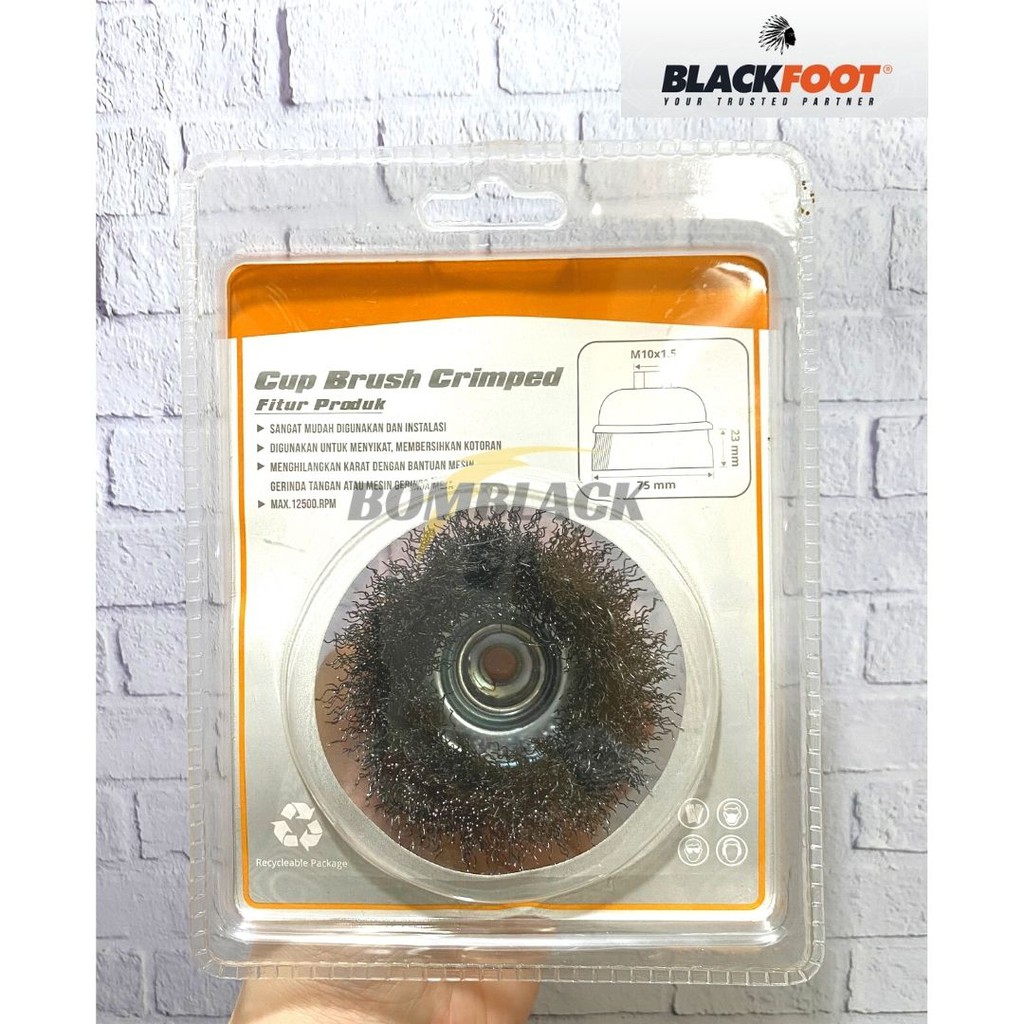 Sikat Kawat Mangkok 3 inch Wire Crimped Cup Brush Gerinda BLACKFOOT