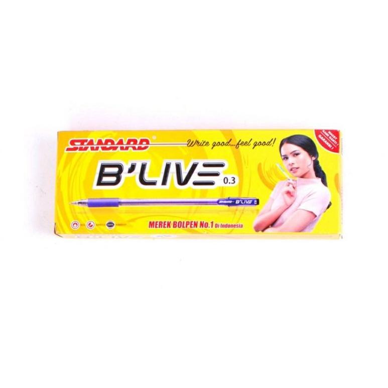 

[(BAYAR DITEMPAT) ( 12 biji) Pulpen standard B'live 0,3mm blive