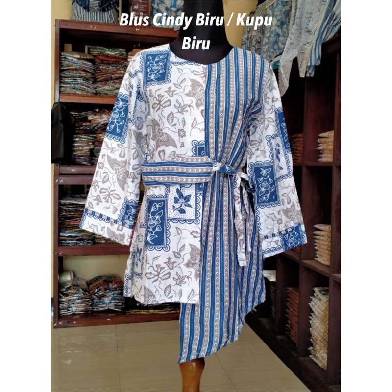 XC BLOUSE STRIPY FRESIA PUTIH HITAM SALEM SOFTBLUE DARK GREY BLOUSE SA H8928Q Ruffle Batik Blouse 02-3