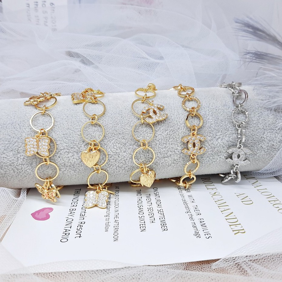 Gelang Xuping Rantai Charm Kupu-Kupu Mata Lapis Emas - BB221