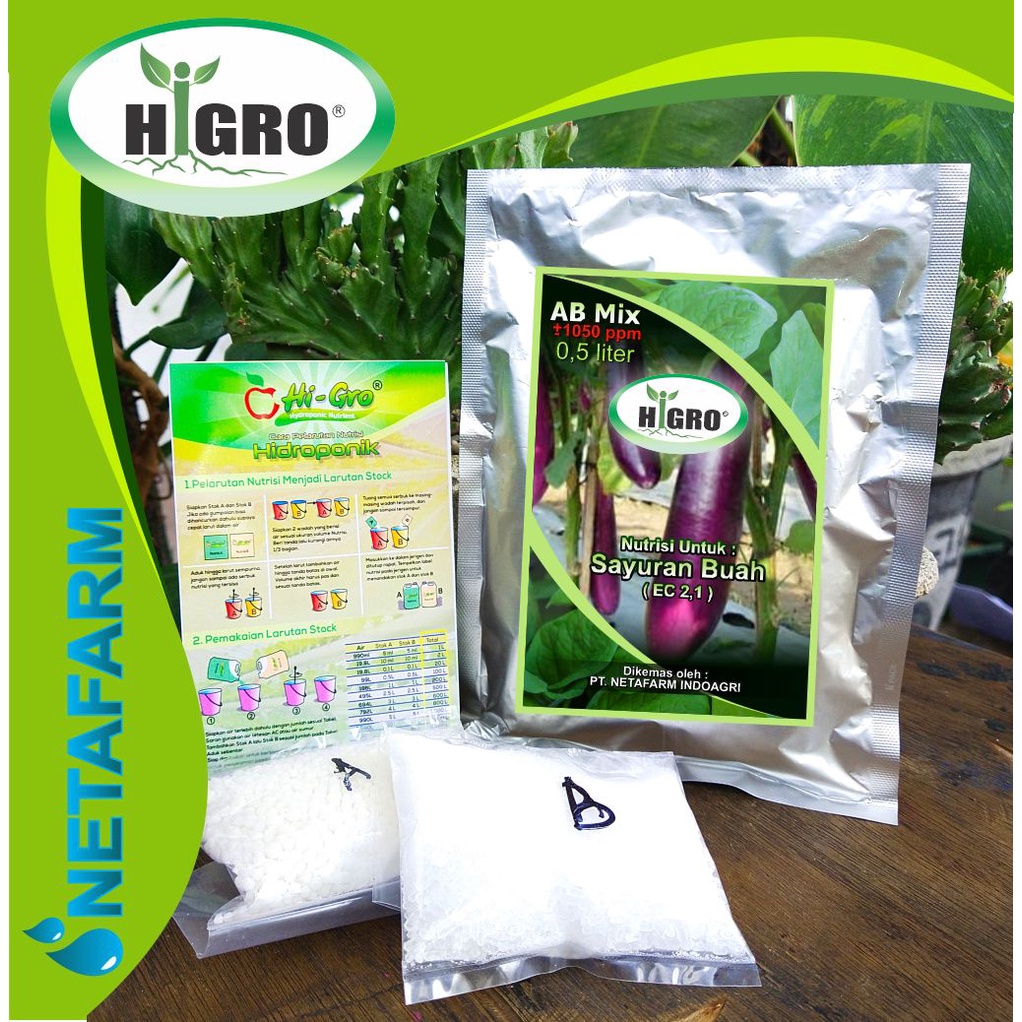 HiGRO - Nutrisi Hidroponik AB Mix Sayuran Buah 0,5 liter
