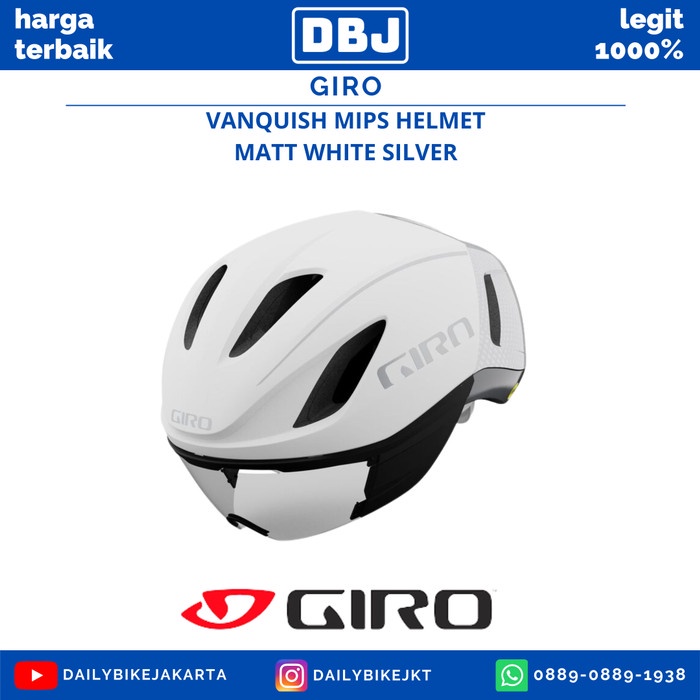 HELM SEPEDA GIRO VANQUISH MIPS HELMET AERO ROAD CYCLING WHITE SILVER
